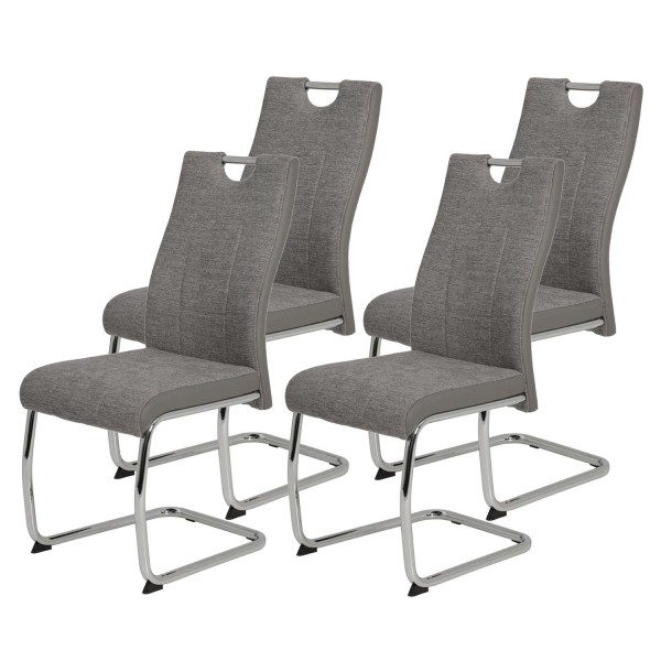 4er Set Schwingstuhl Alina - Webstoff Grau