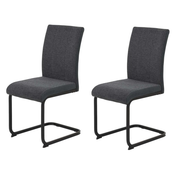 2er Set Schwingstuhl Linn - Webstoff Anthrazit
