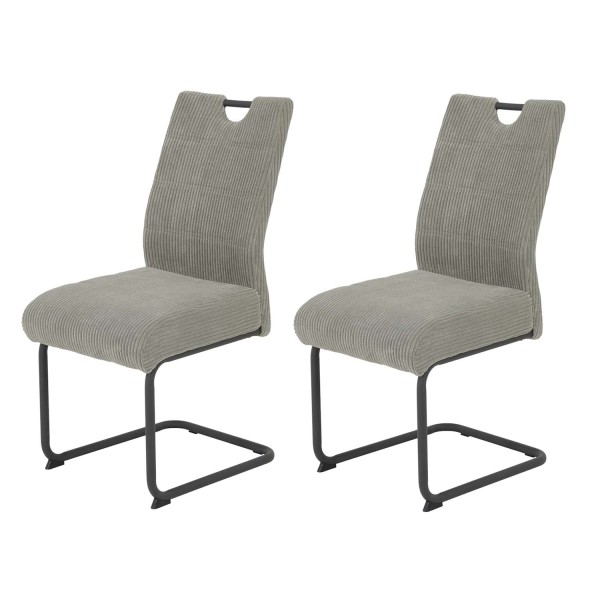 2er Set Schwingstuhl Merkur - Cord, Grau
