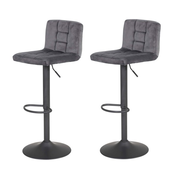 2er Set Barhocker Amanda II - Samtvelour Grau