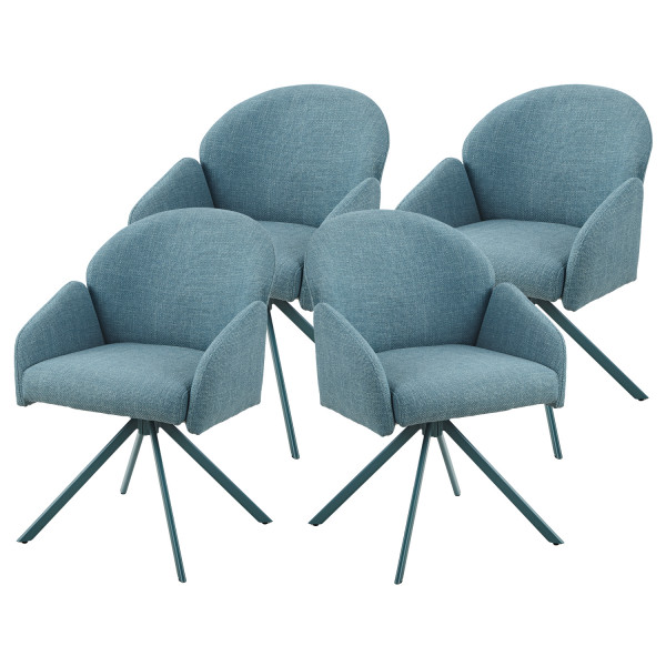 4er Set Sesselstuhl Holly drehbar - Webstoff Petrol