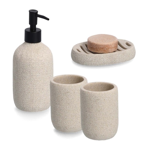 4-teiliges Badaccessoire-Set Natural - Beige