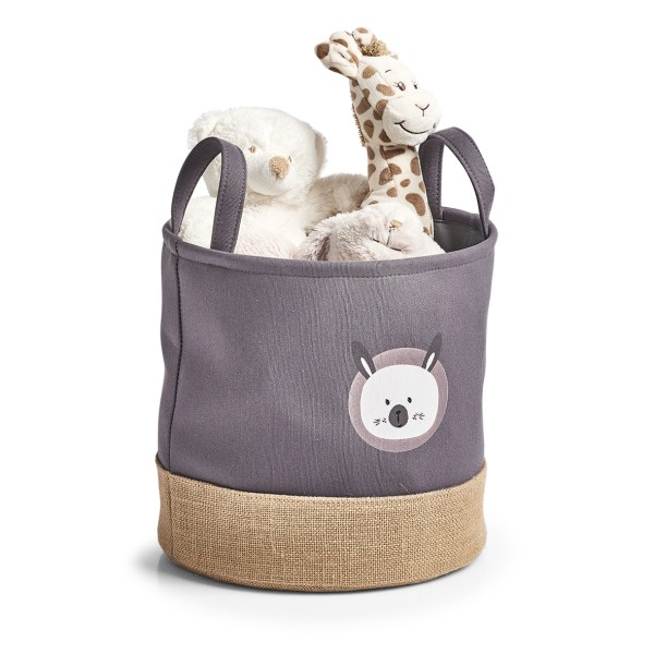 Aufbewahrungskorb Hase - Grau, Jute - Ø 30cm