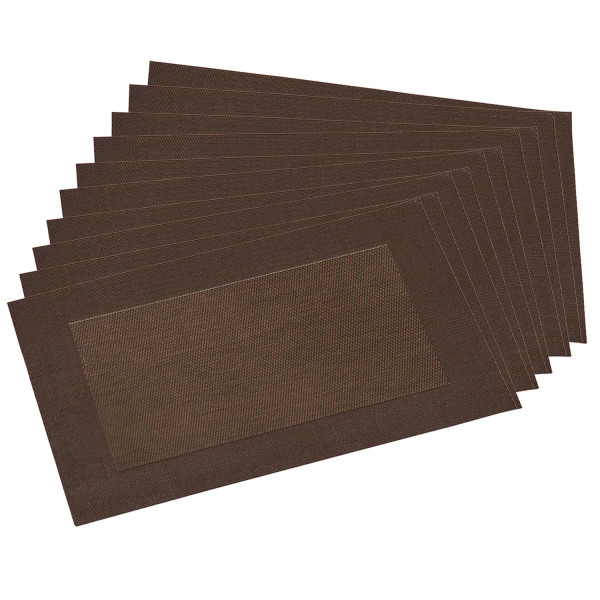 10 Platzsets aus Kunststoff, Braun mit Rand - 43 x 29 cm