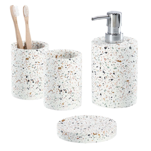 4-teiliges Badaccessoire-Set Terrazzo - Zement