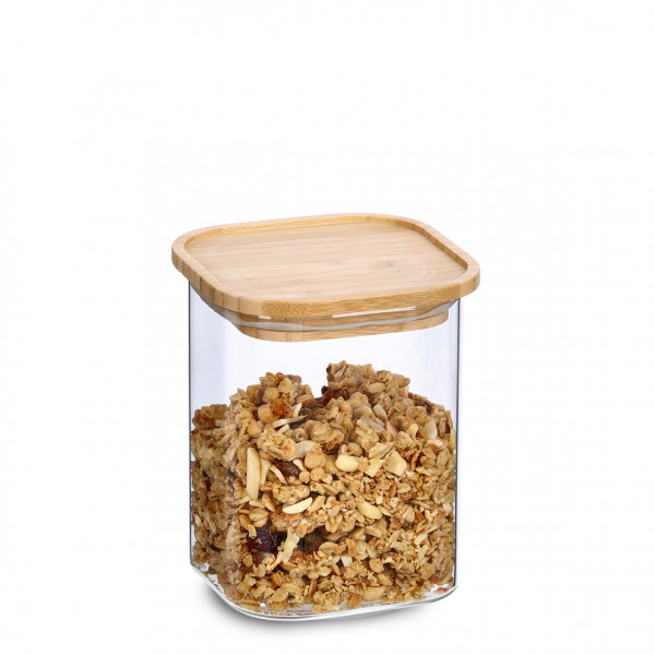 Vorratsglas mit Bambusdeckel - 11 x 11 x 14cm