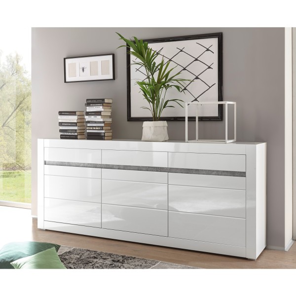 Sideboard Carat - Weiß Hochglanz - 3-türig