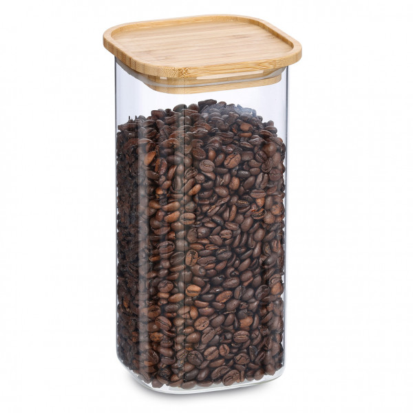 Vorratsglas mit Bambusdeckel - 11 x 11 x 22cm