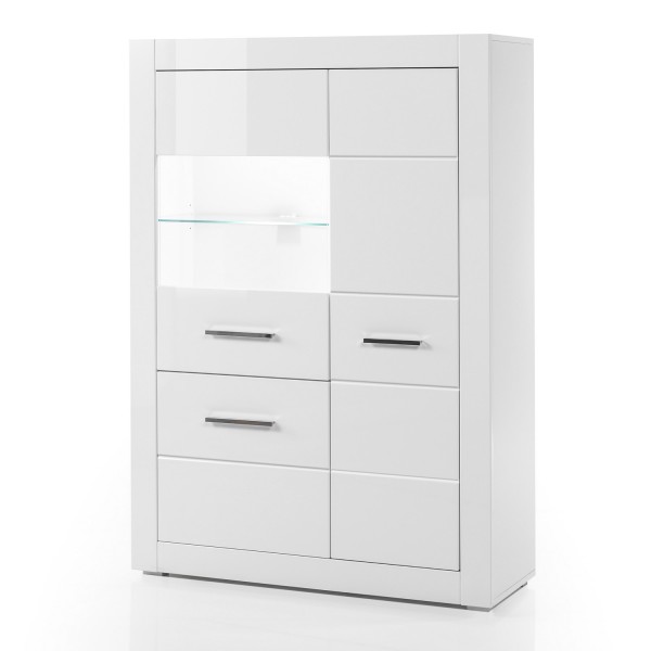Kleine Vitrine Bianco - Weiß Hochglanz - 3-türig