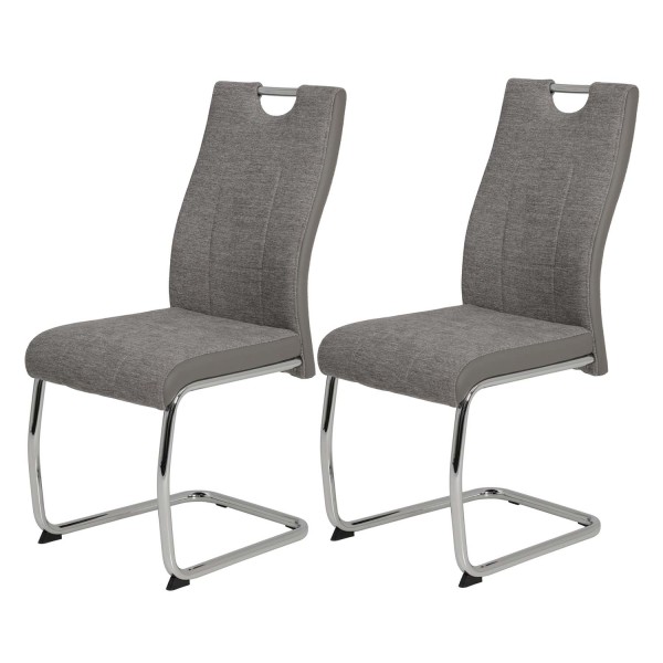 2er Set Schwingstuhl Alina - Webstoff Grau
