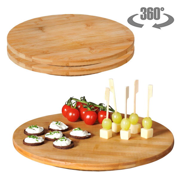 3 Dreh- und Servierplatten - Bambus - Ø 35cm