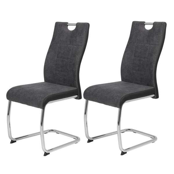 2er Set Schwingstuhl Alina - Webstoff Anthrazit