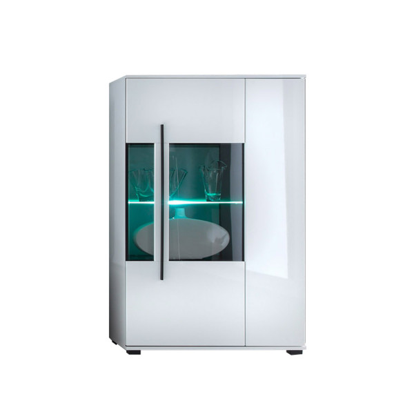Kleine Vitrine Cantara - Weiß Hochglanz