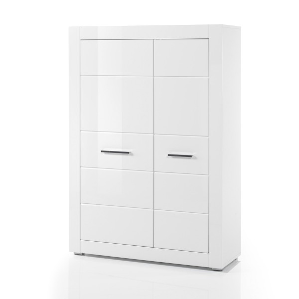 Stauraumschrank Bianco - Weiß Hochglanz - 2-türig