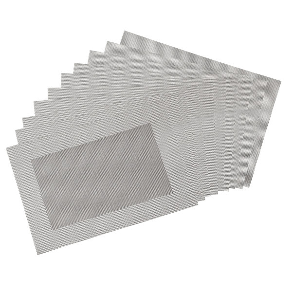 10 Platzsets aus Kunststoff, Silber mit Rand - 43 x 29 cm
