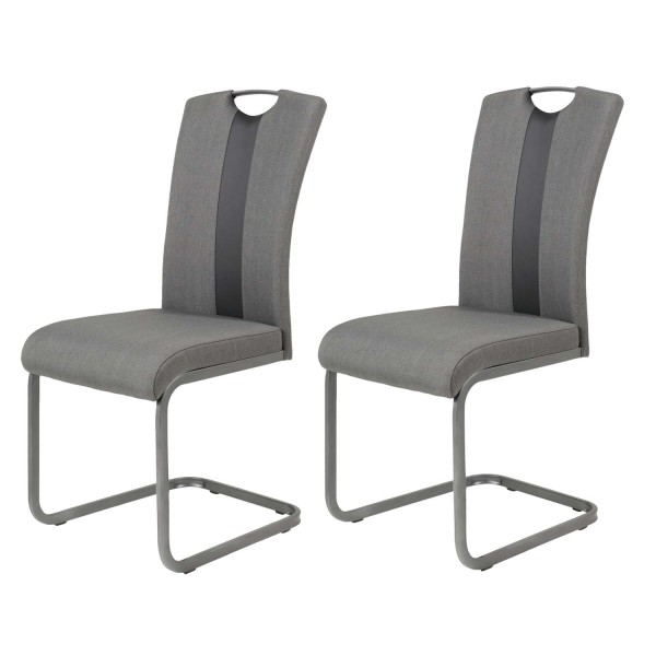 2er Set Schwingstuhl Amber II - Webstoff Anthrazit