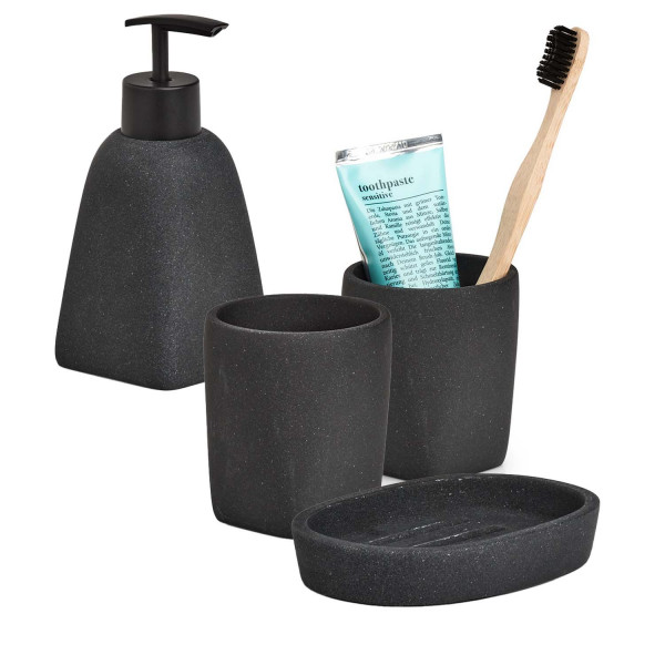 4-teiliges Badaccessoire-Set - Dark Stone