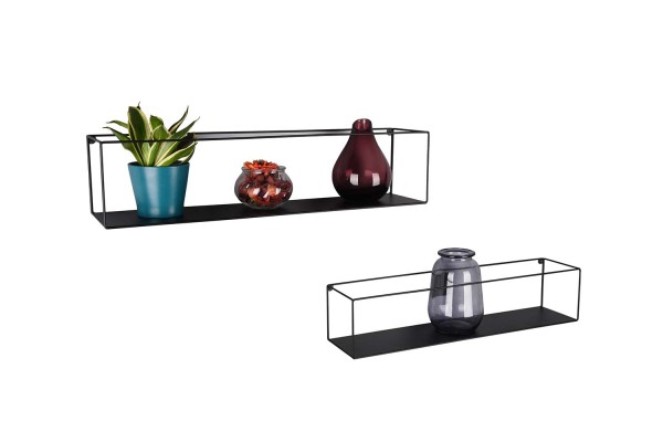 2er Set Wandregal Tinka - Schwarz - 65 x 15cm