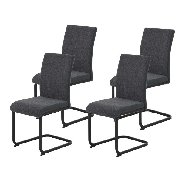 4er Set Schwingstuhl Linn - Webstoff Anthrazit