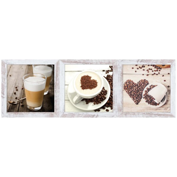 3-tlg. Set gerahmte Bilder - Kaffee - 23 x 23cm