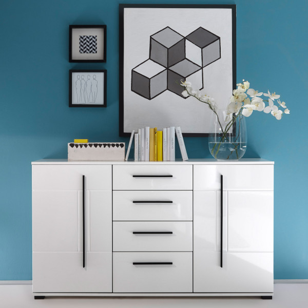 Sideboard Cantara - Weiß Hochglanz