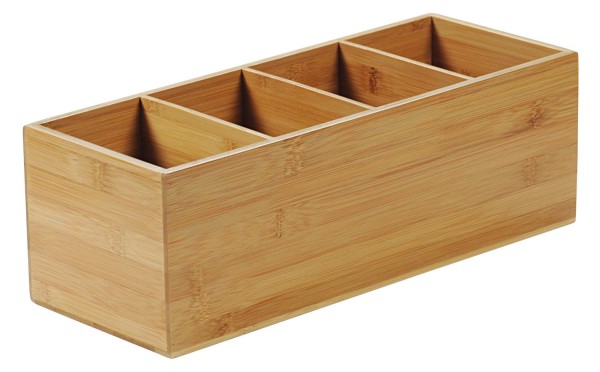 Besteckkasten, 4 Fächer - Bambus