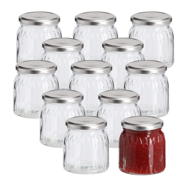 12er Set Einmachglas mit Metalldeckel - 280ml / Ø 8 x 8,5cm