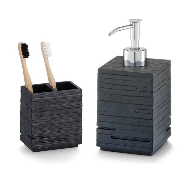 2-teiliges Badaccessoire-Set - Schiefer Optik