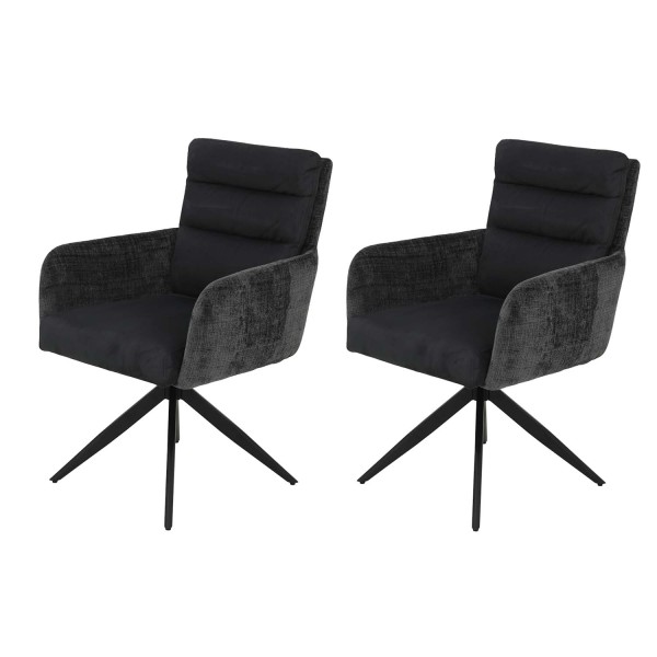 2er Set Sesselstuhl Leandra, XL Sitzbreite - Anthrazit