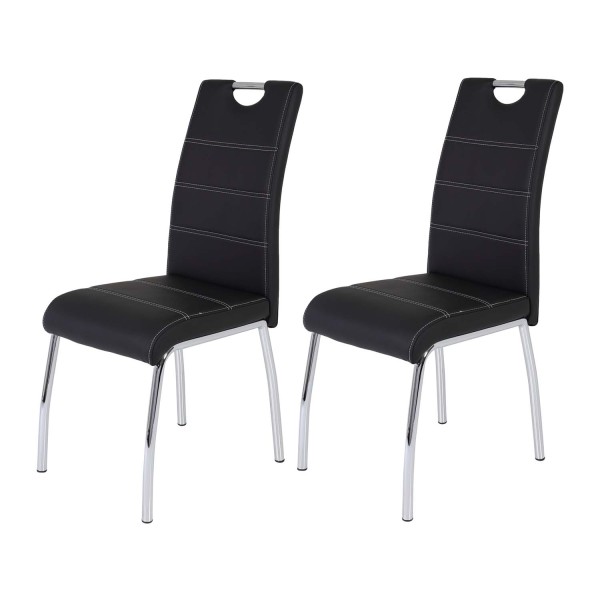 2er Set Vierfußstuhl Susi - Kunstleder Schwarz