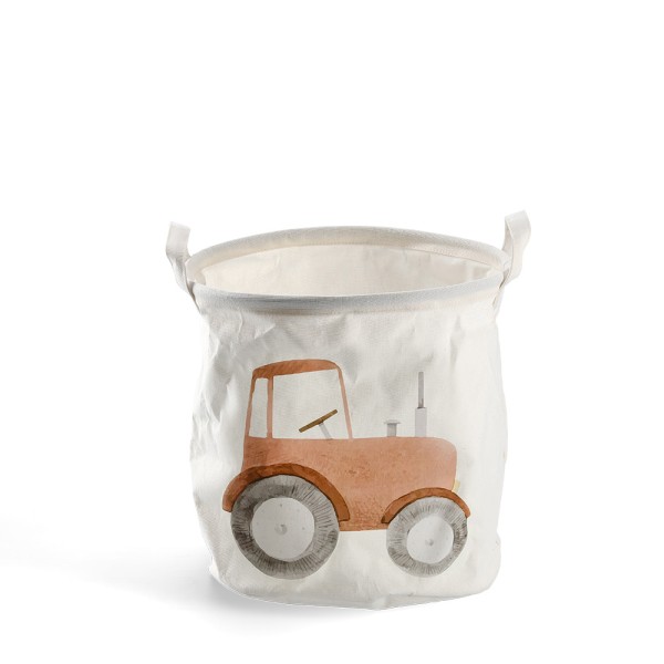 Aufbewahrungskorb Traktor - Canvas, Weiß - Ø 30cm