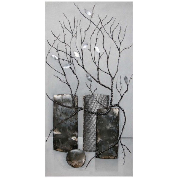 Handgefertigtes Ölgemälde - Vasen mit Ästen - 80 x 40cm