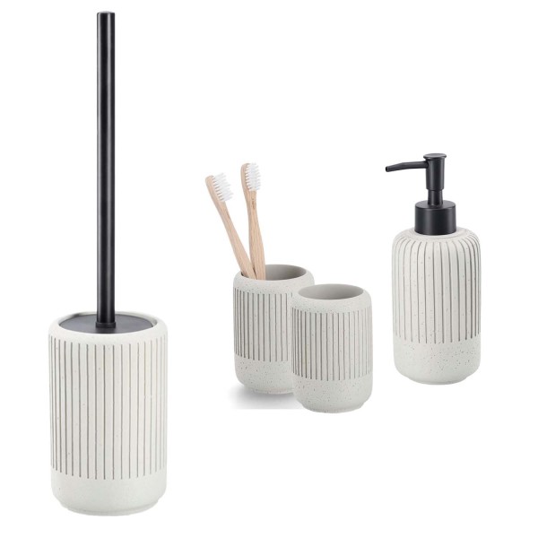 4-teiliges Badaccessoire-Set - Zement Hellgrau