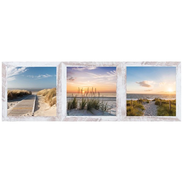 3-tlg. Set gerahmte Bilder - Strand - 23 x 23cm