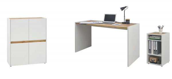 Homeofficeset IV City - Weiß Wotan Eiche