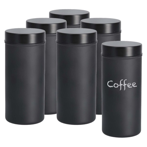 6er Set Vorratsgläser zum Beschriften, schwarz - Ø 10 x 22,5cm