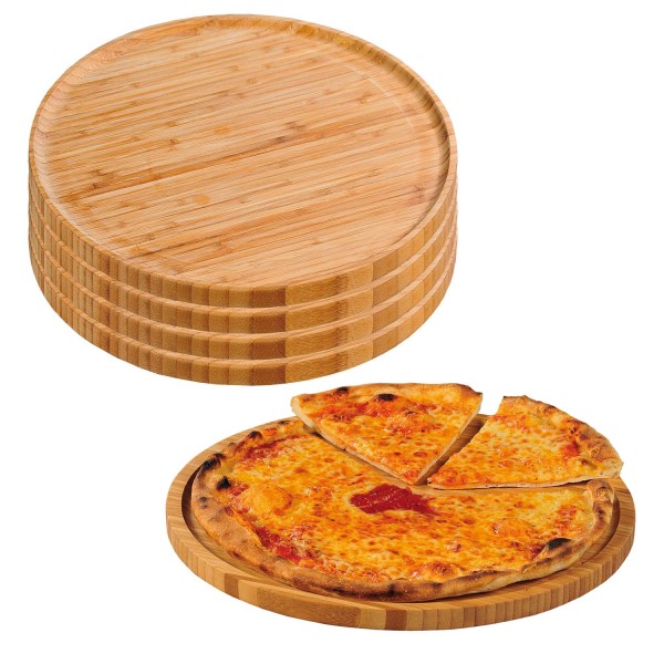 5 Stück Pizzateller - Bambus - Ø 32cm
