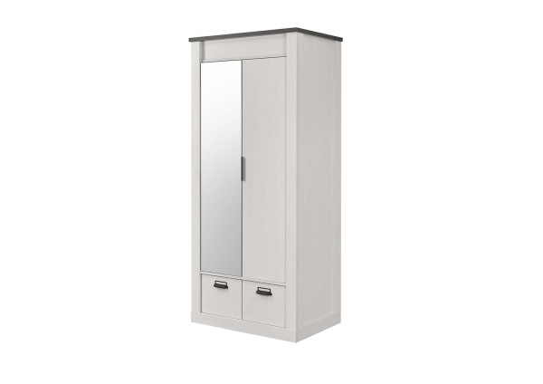 2-türiger Kleiderschrank Sherwood - Pinie Weiß