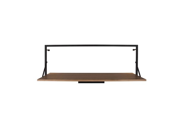 Leonie Wandregal beleuchtet holzfarbig, Schwarz - 90 x 30cm