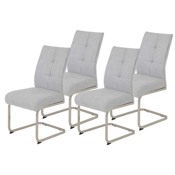 4er Set Schwingstuhl Ines, XL Sitzbreite - Grau
