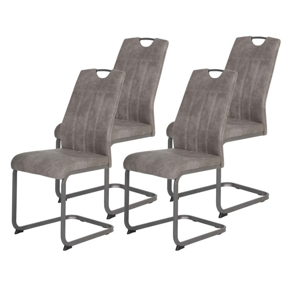 4er Set Schwingstuhl Christina II - Vintage Grau