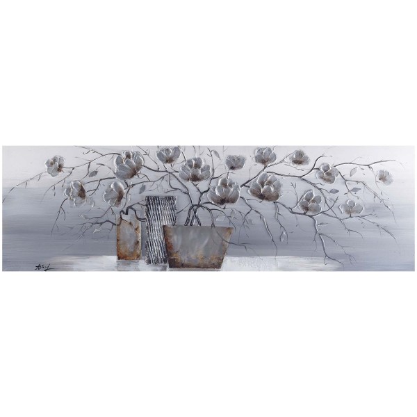 Ölgemälde Vase mit Silberapplikationen - ca. 40 x 120cm