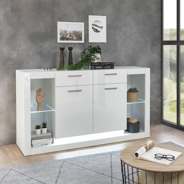 Sideboard Meran - Weiß Hochglanz