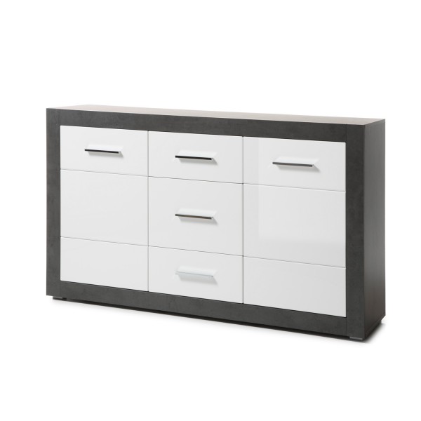 Sideboard Etero - Weiß Hochglanz Dark Concret
