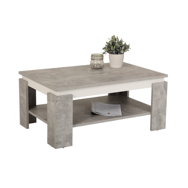 Couchtisch Tim II - Beton Weiß - 90 x 60 x 41cm