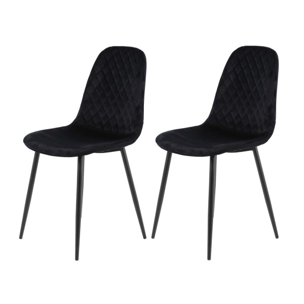 2er Set Küchenstuhl Mira - Samtvelour Schwarz