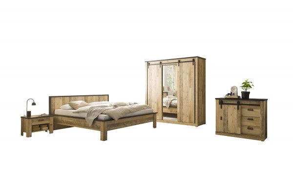 Schlafzimmer II Sherwood 180x200 - Landhaus Old Style hell