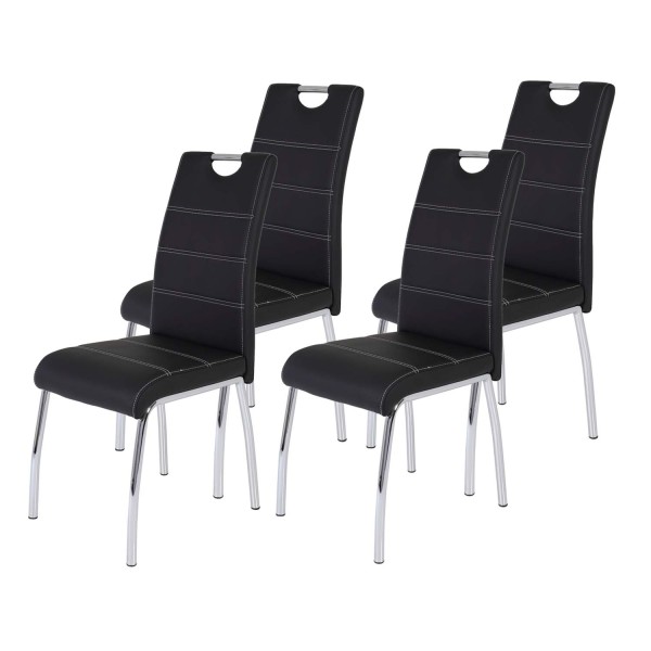 4er Set Vierfußstuhl Susi - Kunstleder Schwarz