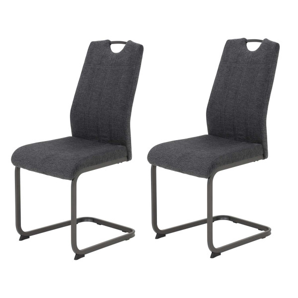2er Set Schwingstuhl Britta - Webstoff Anthrazit