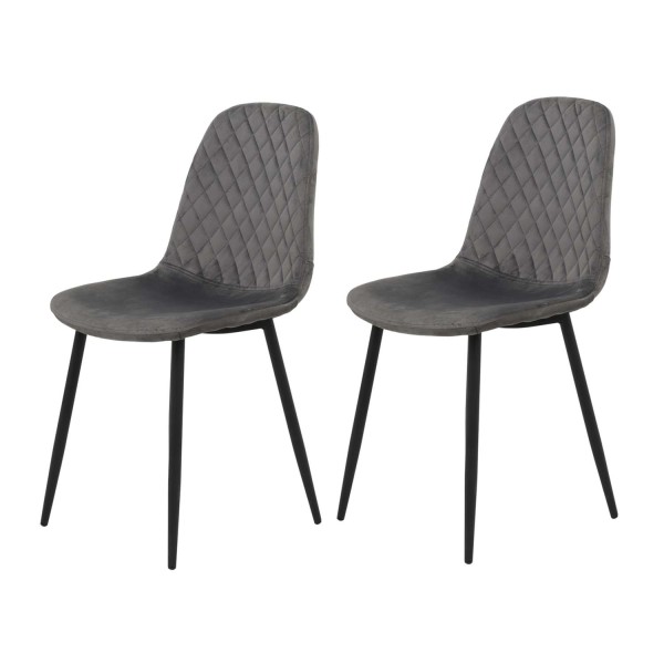 2er Set Küchenstuhl Mira - Samtvelour Grau